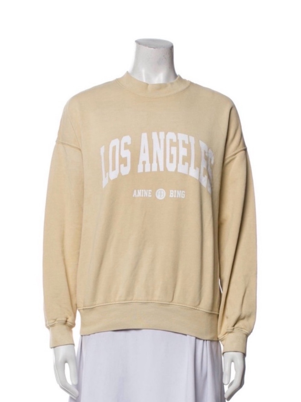 Anine Bing Los Angeles Pullover Sweatshirt in Light Beige
